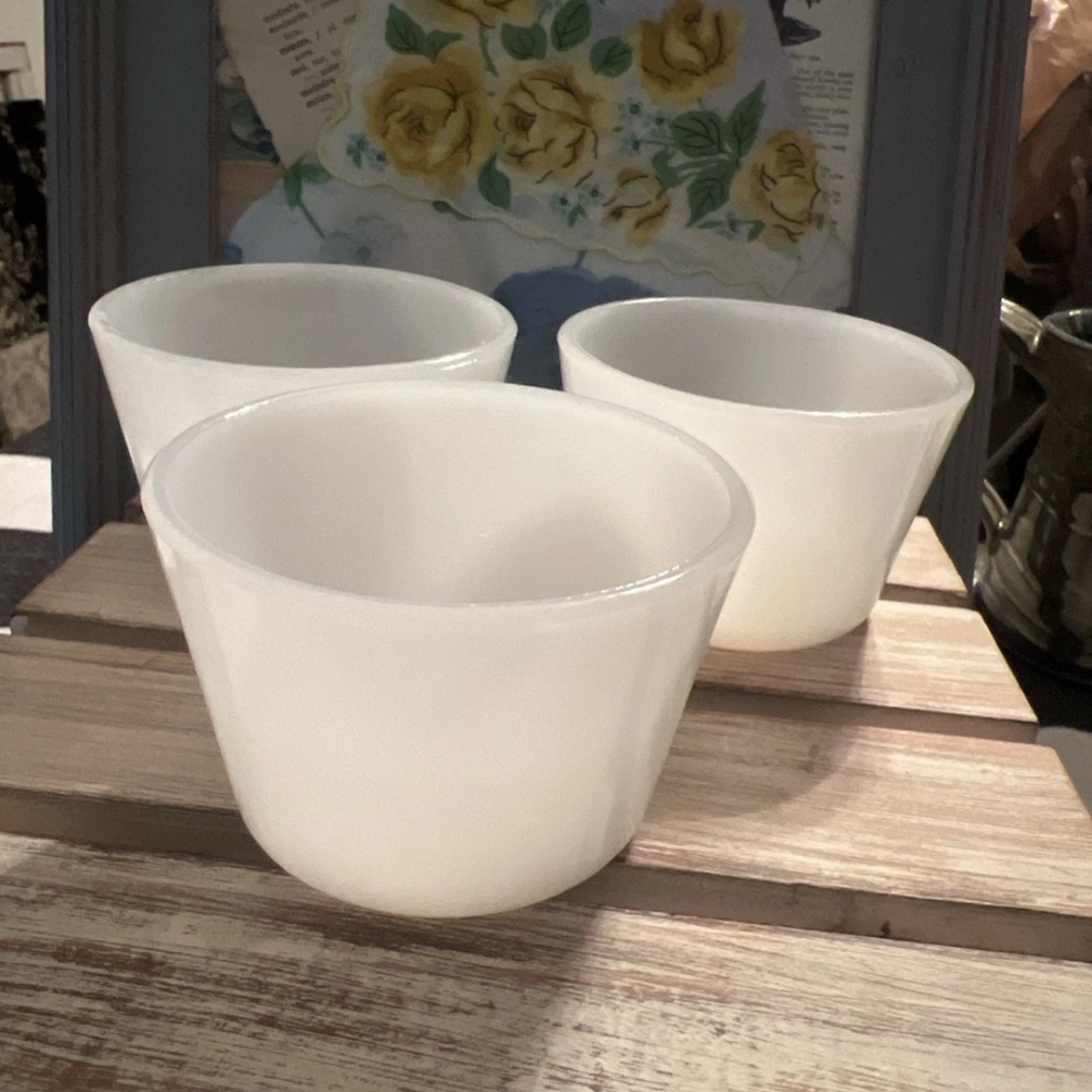 EUC-VTG Glasbake Milk Glass Custard Cups-Set of 3